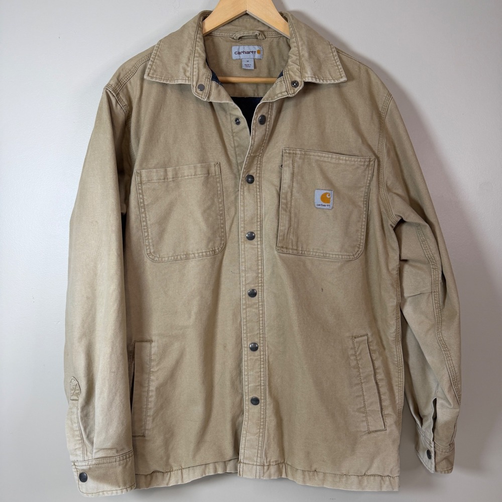 Carhartt Relaxed Fit Canvas Fleec Lined Snap Front Shirt Jac Workwear Utility